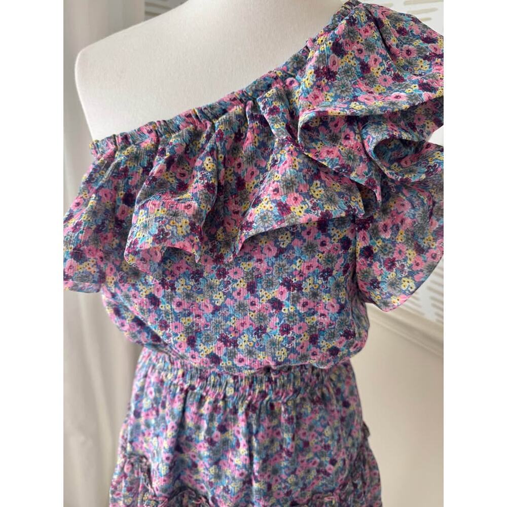 Buddy Love Women’s Small Sofia One-shoulder Floral Print Ruffle Mini Dress - Picture 3 of 9